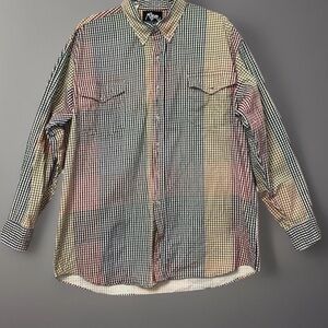 Vintage Roper Shirt Men's Size XXL Multicolor Patchwork Colorblock Heavy Cotton